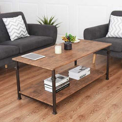 2 Tier Living Room Accent End Coffee Table with Storage Shelf