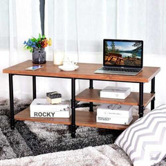 3-Tier Metal Frame Coffee Table with Storage Shelves
