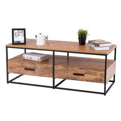 47" 2-Tier Cocktail 2 Drawer Coffee Table Metal Desk
