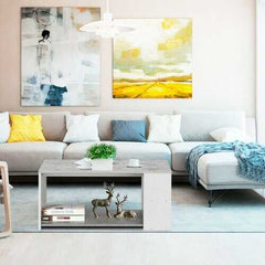 Coffee Table Sofa Side Table with Storage Shelves -Gray